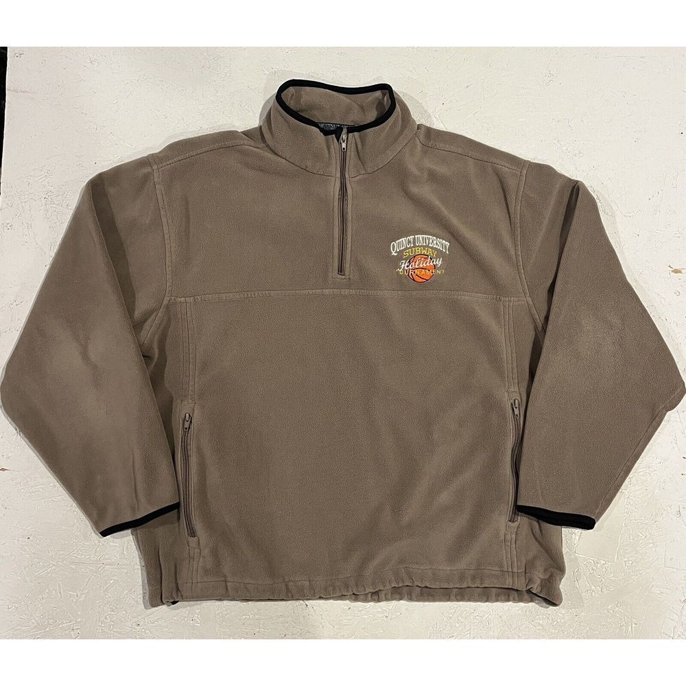 Quincy University Basketball Subway Holiday Tournament‎ Quarter Zip Mens L Beige